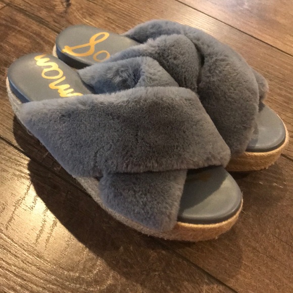 Sam Edelman Platform Fur Espadrille Slides - Picture 3 of 6